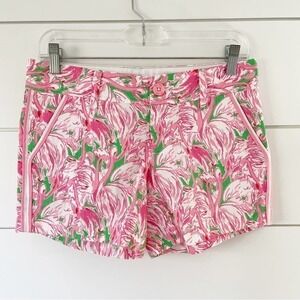 Lilly Pulitzer Pink Colony Flamingo Callahan Shorts Size 0